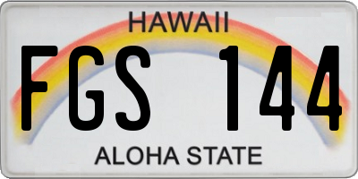 HI license plate FGS144