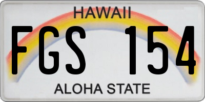 HI license plate FGS154