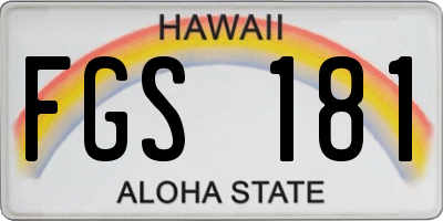 HI license plate FGS181