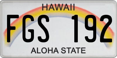 HI license plate FGS192