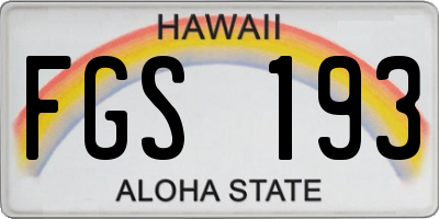 HI license plate FGS193