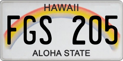 HI license plate FGS205