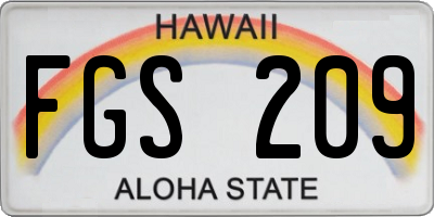 HI license plate FGS209