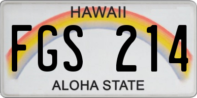 HI license plate FGS214