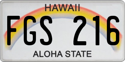HI license plate FGS216