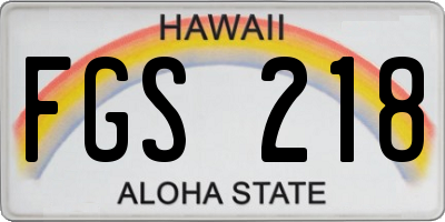 HI license plate FGS218