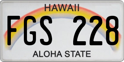 HI license plate FGS228