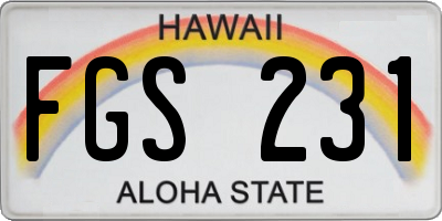 HI license plate FGS231