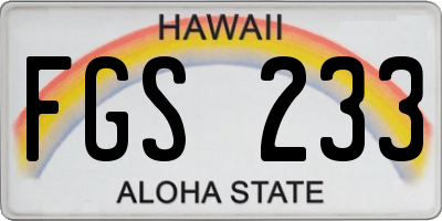 HI license plate FGS233