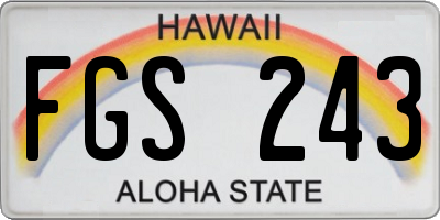 HI license plate FGS243