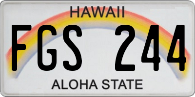 HI license plate FGS244