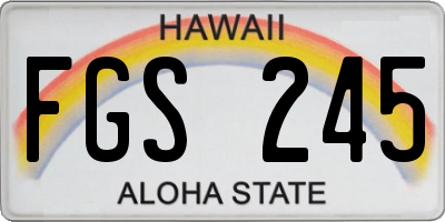 HI license plate FGS245