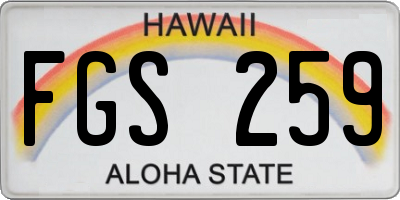 HI license plate FGS259
