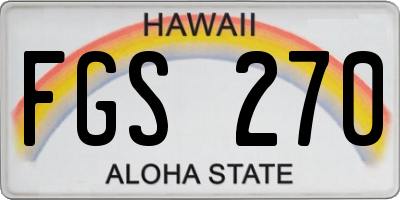 HI license plate FGS270