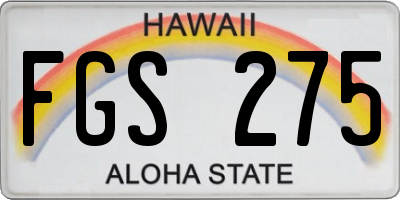 HI license plate FGS275