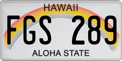 HI license plate FGS289
