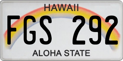 HI license plate FGS292