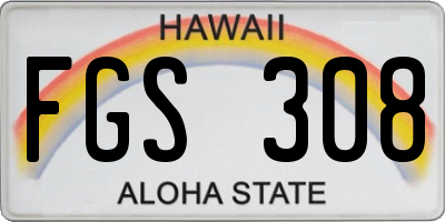 HI license plate FGS308