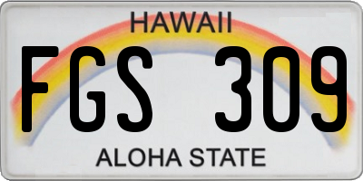 HI license plate FGS309