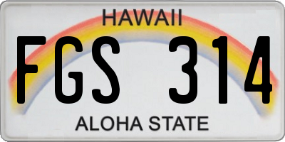 HI license plate FGS314