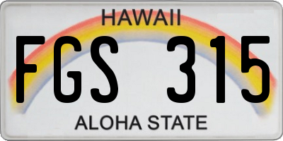 HI license plate FGS315