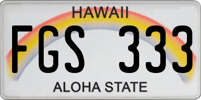HI license plate FGS333