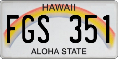 HI license plate FGS351