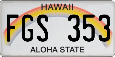 HI license plate FGS353