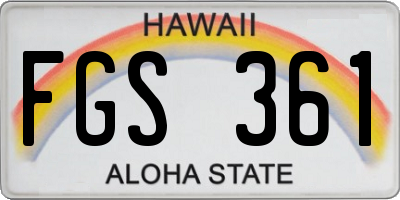 HI license plate FGS361