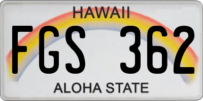 HI license plate FGS362