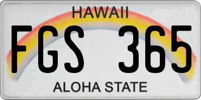 HI license plate FGS365