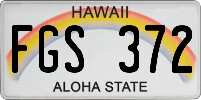 HI license plate FGS372