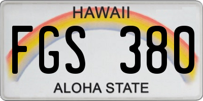 HI license plate FGS380