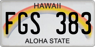 HI license plate FGS383