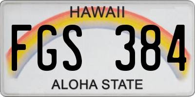 HI license plate FGS384
