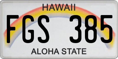 HI license plate FGS385