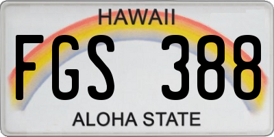 HI license plate FGS388
