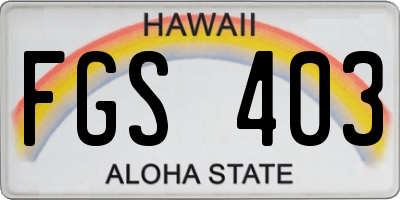 HI license plate FGS403