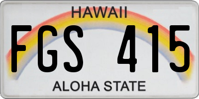 HI license plate FGS415