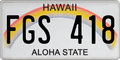 HI license plate FGS418