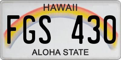 HI license plate FGS430
