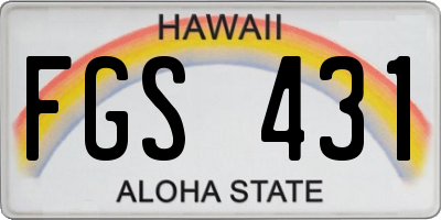 HI license plate FGS431