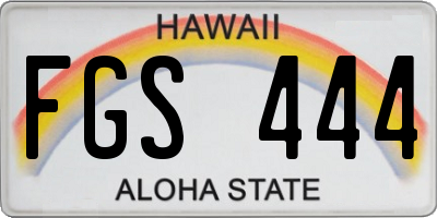 HI license plate FGS444
