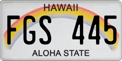 HI license plate FGS445