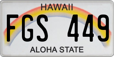 HI license plate FGS449