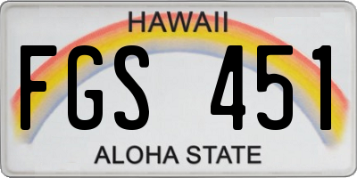 HI license plate FGS451