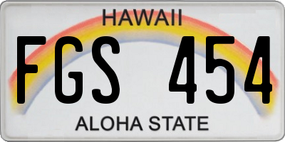 HI license plate FGS454