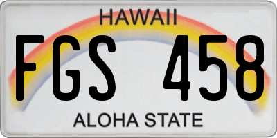 HI license plate FGS458