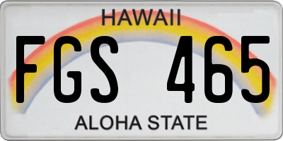 HI license plate FGS465