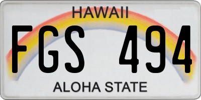 HI license plate FGS494